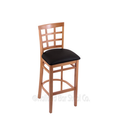 30 inch Bar Stool Upholstery: Black Vinyl, Finish: Medium
