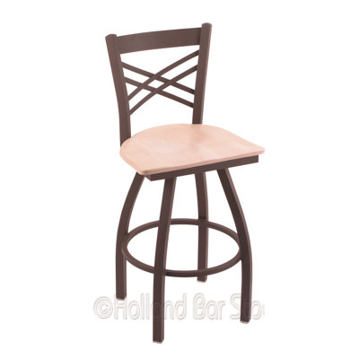 Catalina 30 inch Swivel Bar Stool Upholstery: Natural Maple, Base Finish: Bronze