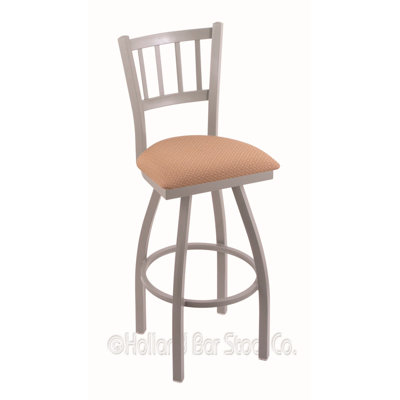 Contessa 30 inch Swivel Bar Stool Upholstery: Axis Summer, Finish: Anodized Nickel