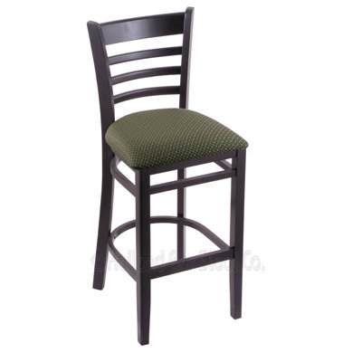 25 inch Bar Stool Finish: Black, Upholstery: Axis Grove