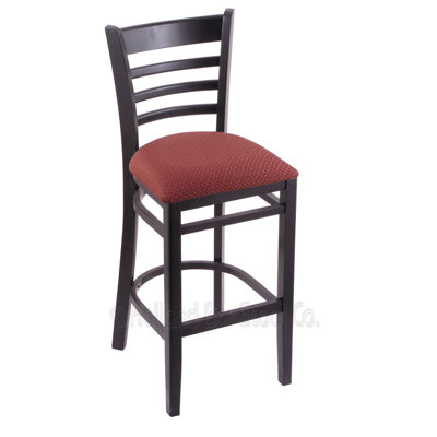 25 inch Bar Stool Finish: Black, Upholstery: Axis Paprika