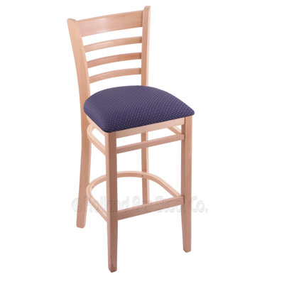 25 inch Bar Stool Upholstery: Axis Denim, Finish: Natural