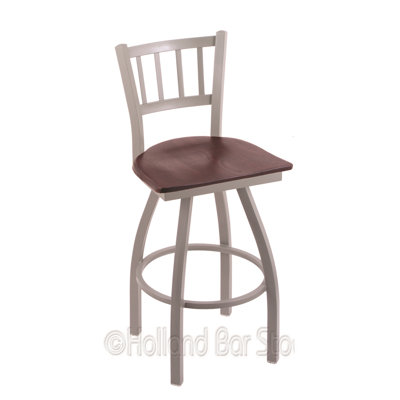 Contessa 36 inch Swivel Bar Stool Base Finish: Anodized Nickel, Upholstery: Dark Cherry Oak