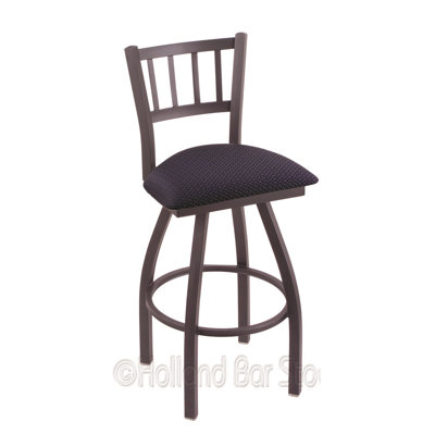 Contessa 36 inch Swivel Bar Stool Finish: Pewter, Upholstery: Axis Denim