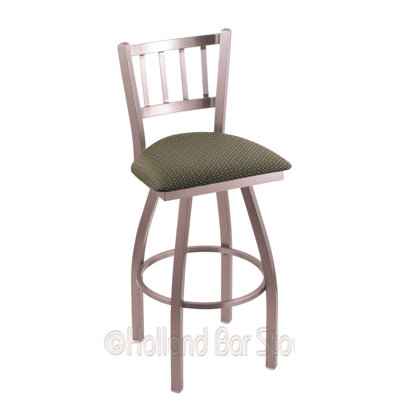 Contessa 30 inch Swivel Bar Stool Upholstery: Axis Grove, Finish: Stainless