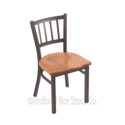 Contessa Side Chair Upholstery: Medium Oak, Base Finish: Pewter