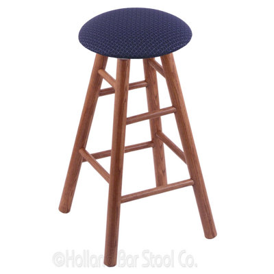 36 inch Swivel Bar Stool Upholstery: Axis Denim, Finish: Medium Oak
