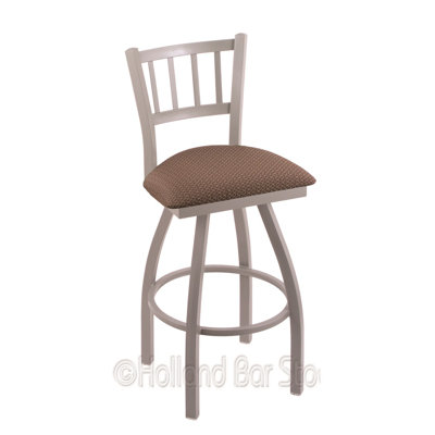 Contessa 36 inch Swivel Bar Stool Upholstery: Axis Willow, Finish: Anodized Nickel