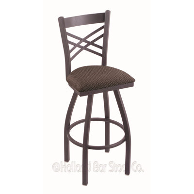 Catalina 36 inch Swivel Bar Stool Upholstery: Axis Truffle, Finish: Pewter