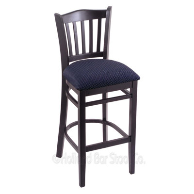25 inch Bar Stool Finish: Black, Upholstery: Axis Denim