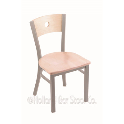 Voltaire Side Chair Base Finish: Anodized Nickel, Upholstery: Natural Maple