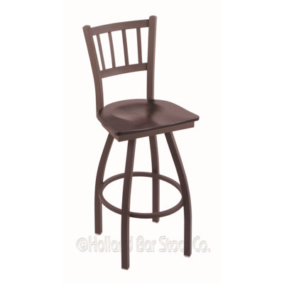 Contessa Swivel Bar Stool Base Finish: Bronze, Upholstery: Dark Cherry Maple