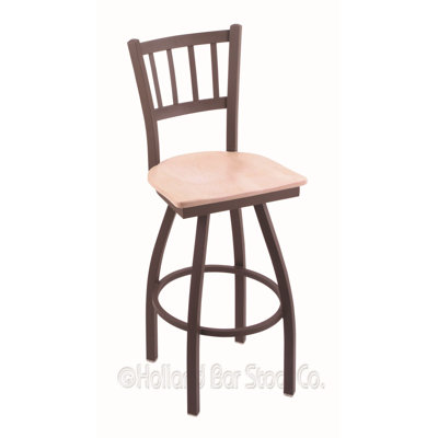 Contessa Swivel Bar Stool Base Finish: Bronze, Upholstery: Natural Maple