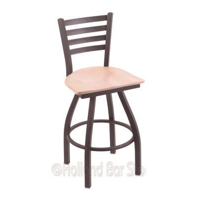 Jackie 30 inch Swivel Bar Stool Base Finish: Pewter, Upholstery: Natural Maple