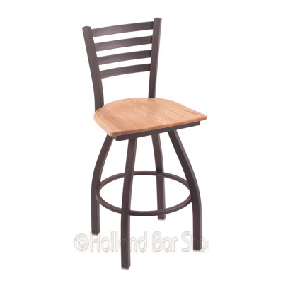 Jackie 30 inch Swivel Bar Stool Base Finish: Pewter, Upholstery: Natural Oak
