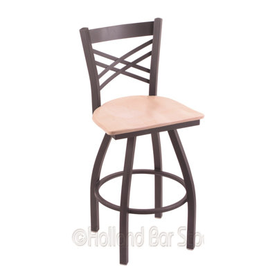 Catalina 25 inch Swivel Bar Stool Base Finish: Pewter, Upholstery: Natural Maple