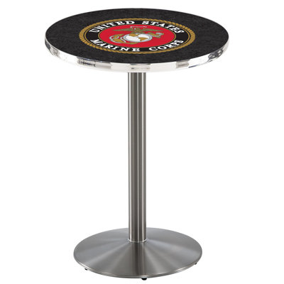 Military 42 inch Pub Table Team: United States Marine Corps, Finish: Stainless Steel