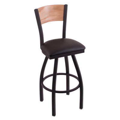 Corvette Swivel Bar Stool with Cushion Upholstery: Black Vinyl