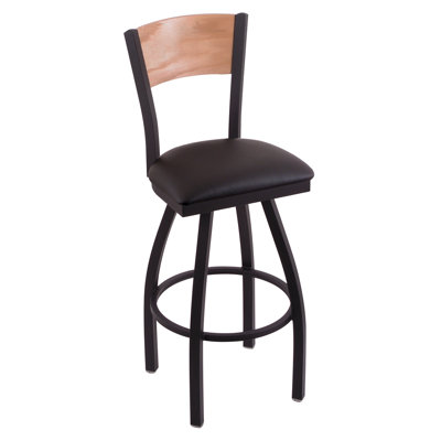 Canadian Club Swivel Bar Stool with Cushion Upholstery: Black Vinyl