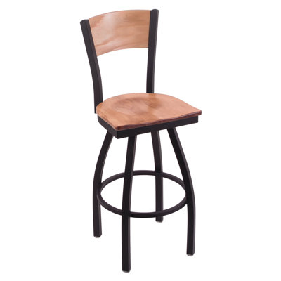 U.S. Armed Forces Bar Stool with Cushion Upholstery: Medium Maple, Branch: U.S. Coast Guard