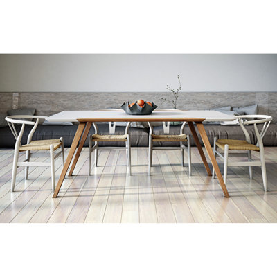 Villa Court Wishbone Arm Chair Finish: White