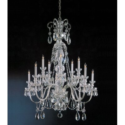 Bohemian 10 Light Crystal Chandelier Crystal Type: Swarovski Strass, Finish: Polished Brass