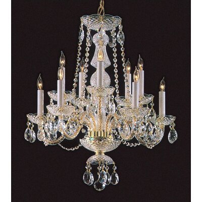 Bohemian 10 Light Crystal Candle Chandelier Crystal Type/Finish: Majestic Wood Polished/Polished Brass