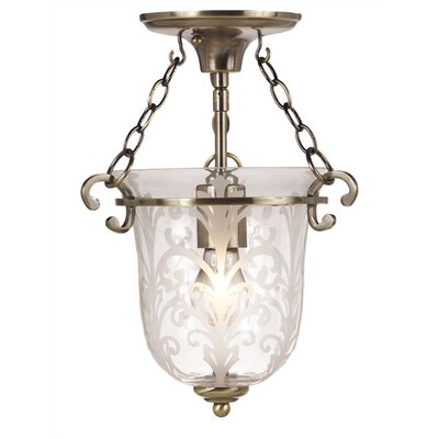 Bell Jar 1 Light Semi Flush Mount Finish: Antique Brass