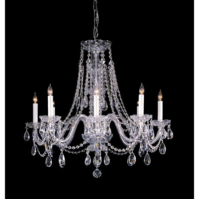 Bohemian 8 Light Candle Chandelier Crystal Type/Finish: Majestic Wood Polished/Polished Brass