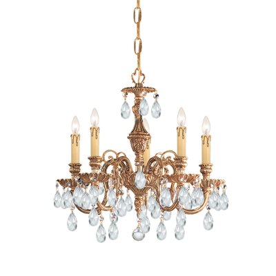 Olde World 5 Light Candle Chandelier Crystal Type: Majestic Wood Polished