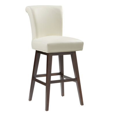 5West Hamlett 30 inch Swivel Bar Stool with Cushion Upholstery: Ivory