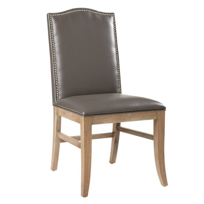 5West Maison Parson's Chair (Set of 2) Upholstery: Bonded Leather Grey, Reclaimed Leg Finish: Yes