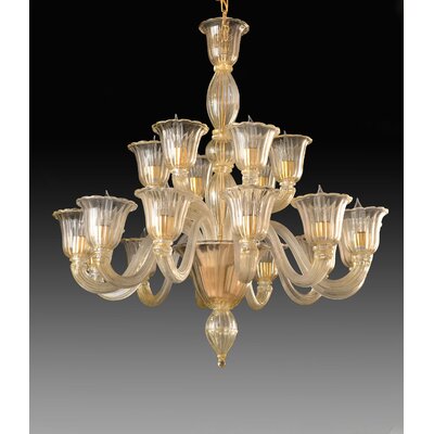 Laguna 18 Light Crystal Chandelier Color: Clear with Gold Leaf