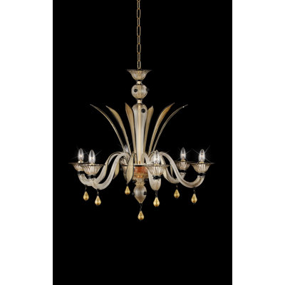 Margherita 6 Light Chandelier Color: Black and Clear with Gold Leaf