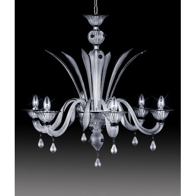 Margherita 6 Light Chandelier Color: Black and Clear with Silver Leaf