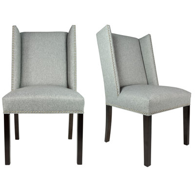Winged Nail Head Spring Upholstered Side Chair