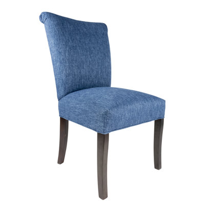 Barcelona Upholstered Parsons Chair in Espresso Upholstery: Blue Denim