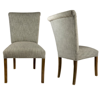 Barcelona Upholstered Parsons Chair in Espresso Upholstery: Platinum Gray