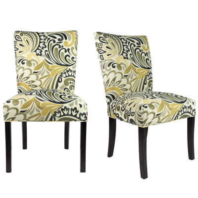 Knowlson Upholstered Parsons Chair Finish: Espresso, Upholstery: Rasberry Multi-Colored
