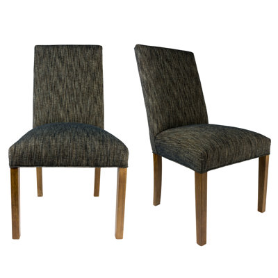SL3000 Camelback Upholstered Parsons Chair Finish: Washed Walnut, Upholstery: Black