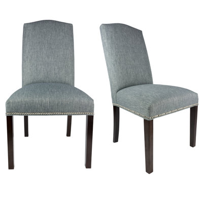 SL3004 Camelback Upholstered Parsons Chair Finish: Espresso, Upholstery: Ash Light Gray