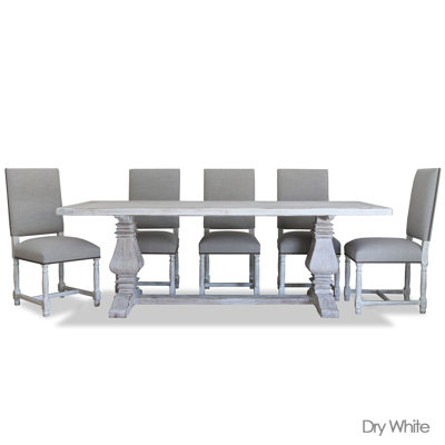 Weston Reclaimed Wood Rectangular Dining Set Upholstery: Charcoal, Finish: Dry Cement