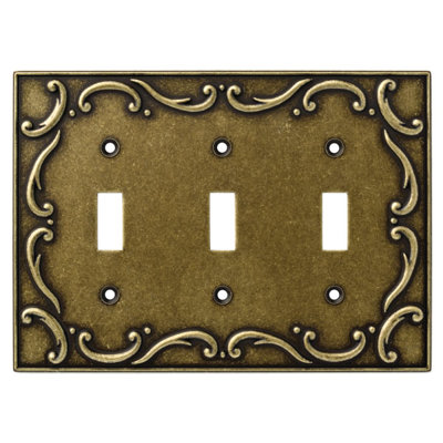 French Lace Triple Switch Wall Plate Finish: Burnished Antique Brass