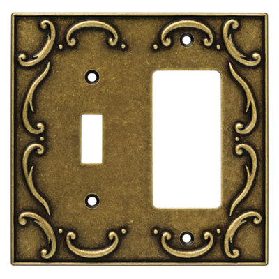 French Lace Single Switch/Decorator Wall Plate Finish: Burnished Antique Brass