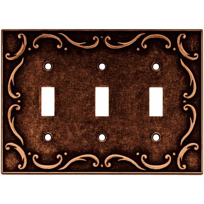 French Lace Triple Switch Wall Plate Finish: Sponged Copper