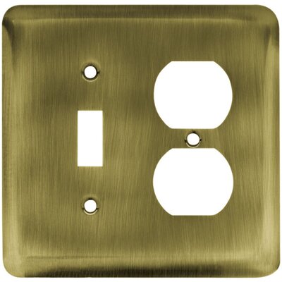 Stamped Round Single Switch/Duplex Wall Plate Finish: Antique Brass