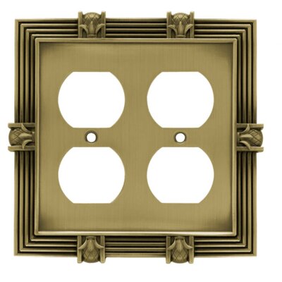 Pineapple Double Duplex Wall Plate Finish: Tumbled Antique Brass