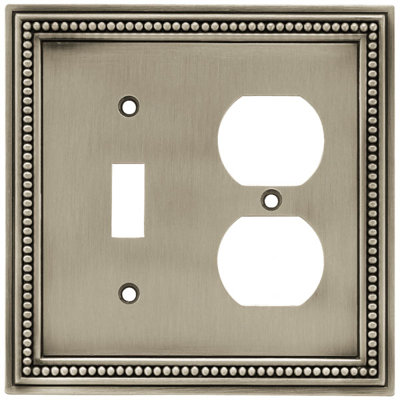 Beaded Single Switch/Duplex Wall Plate Finish: Brushed Satin Pewter