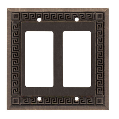 Greek Key Double GFCI/Rocker Wall Plate Finish: Brushed Oil Rubbed Bronze