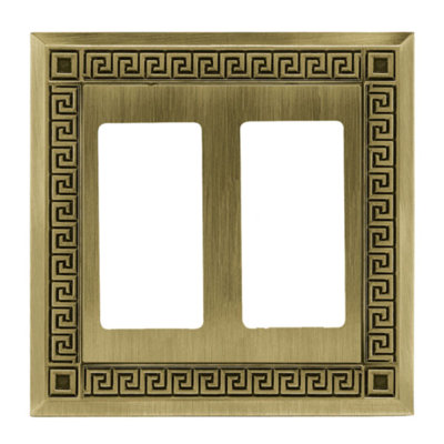 Greek Key Double GFCI/Rocker Wall Plate Finish: Antique Brass